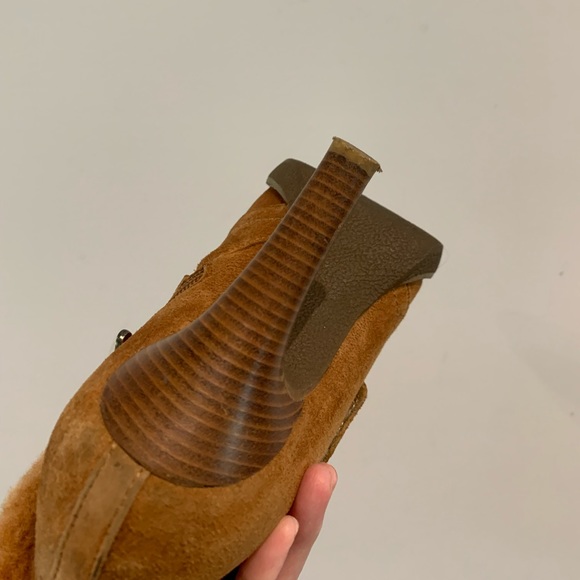 Suede Leather Heeled Ankle Boots, fluff decorated - Picture 9 of 9